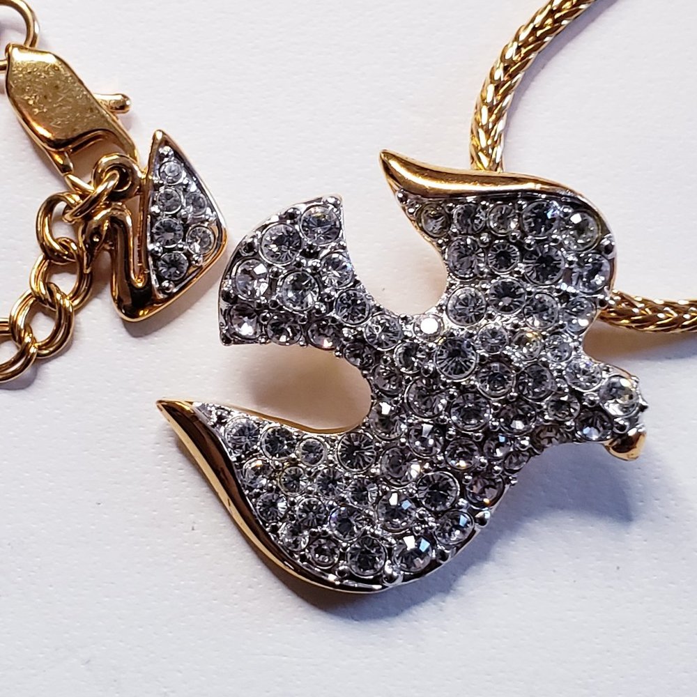 💎Signed Swarovski Crystal Pave Dove Necklace